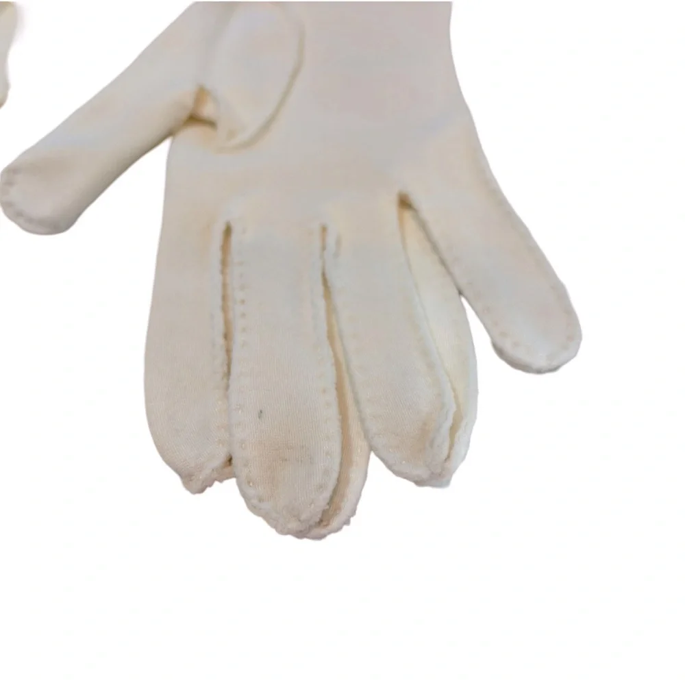 Vintage Ladies Gloves White‎ Cotton M